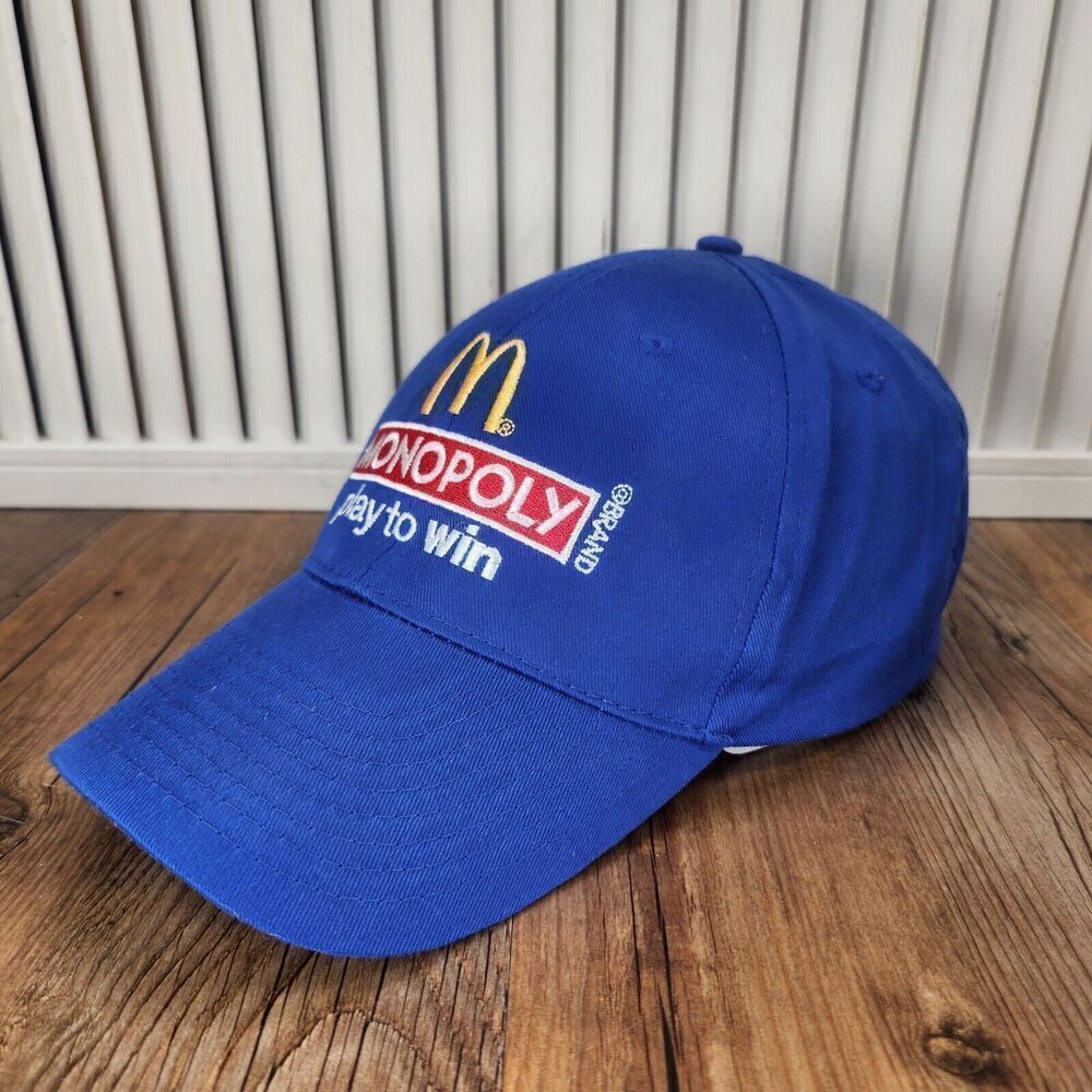 McDonald's Monopoly 2012 Hat Cap Strap Back Blue Promotion Employee Embroidered